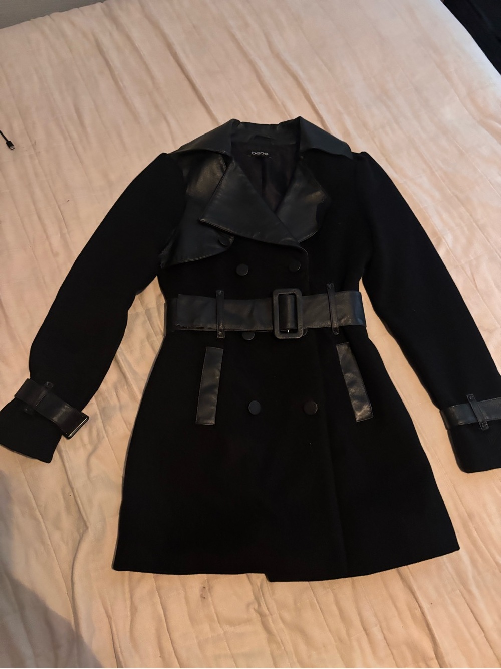 Bebe wool leather jacket with belt